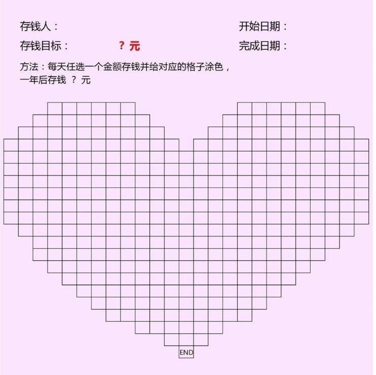 365存钱法一年存钱表 具体如下